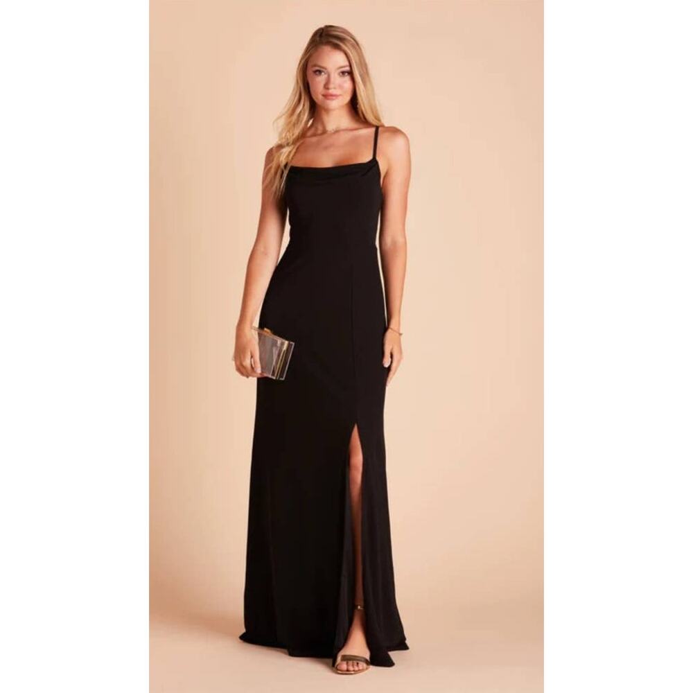 Birdy Grey Crepe Ash Black Cowl Neck Maxi Length Dress- S